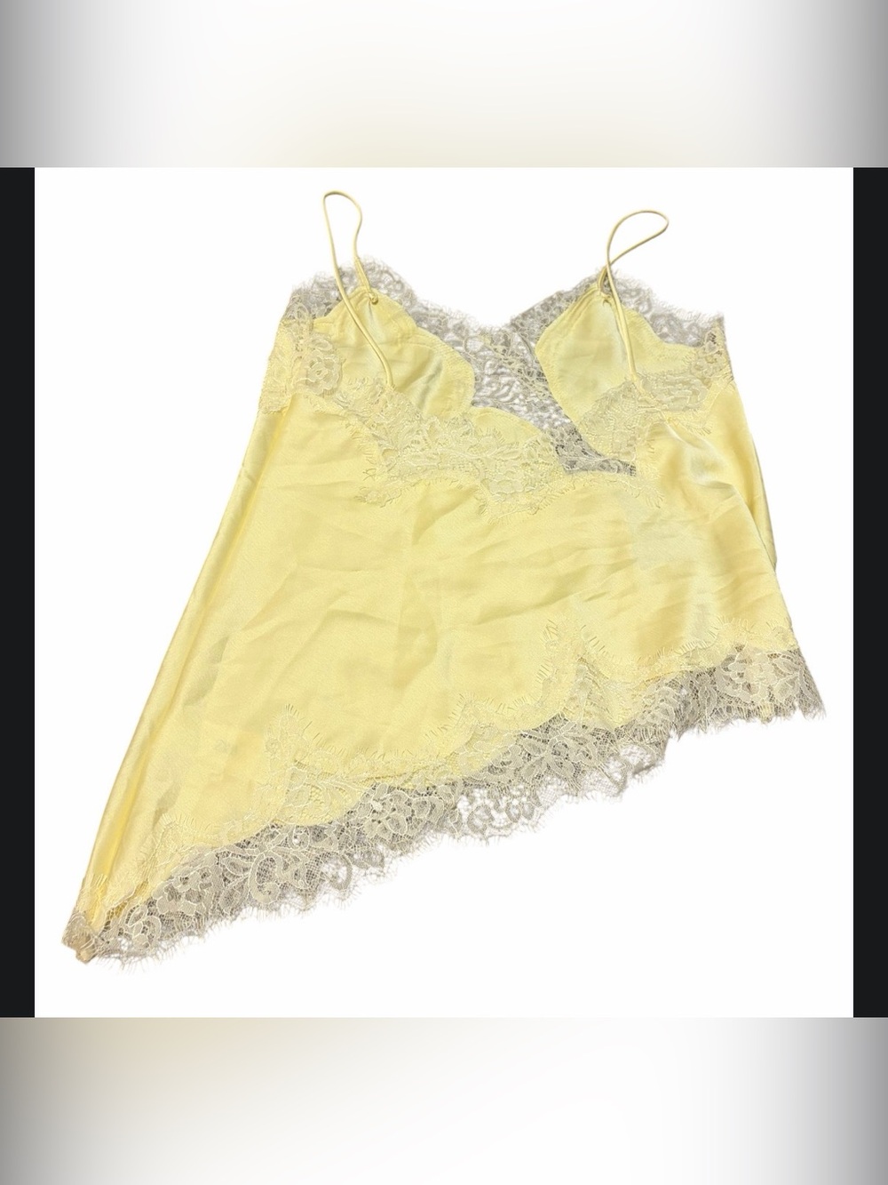 Zara Viral Bloggers Satin Lace Camisole Top Yellow Ivory Y2K Romantic Coquette M - Picture 5 of 10